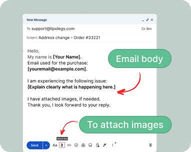 Screenshot showing email body